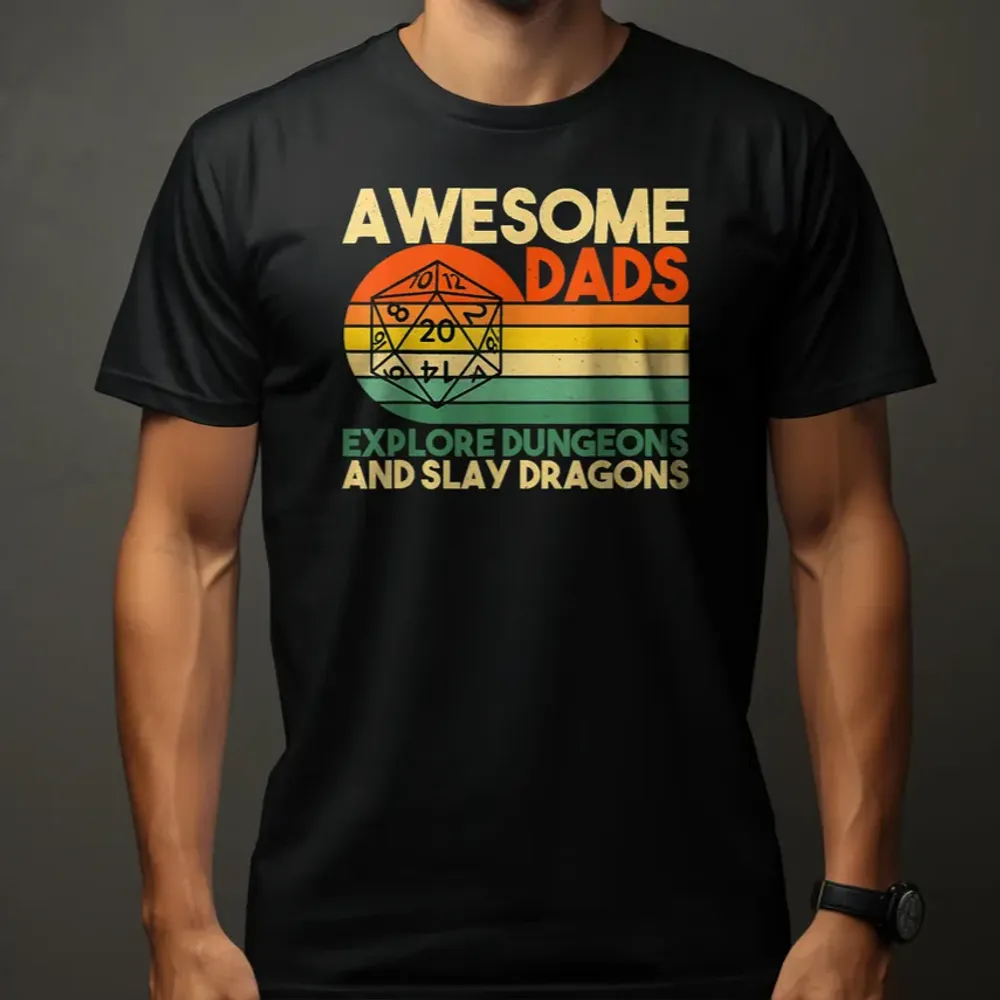 Awesome Dad Explore Dungeons Slay Dragons Classic Unisex T-Shirt - 2