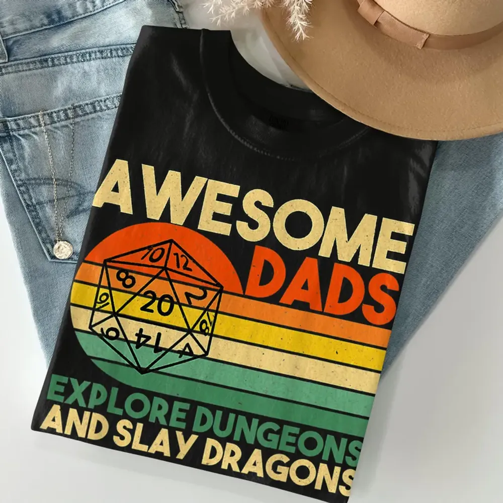 Awesome Dad Explore Dungeons Slay Dragons Classic Unisex T-Shirt - 1