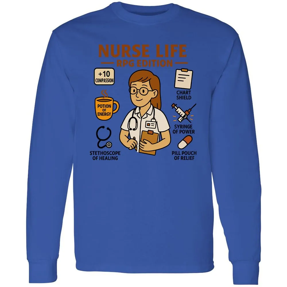 Nurse Life RPG Edition Long Sleeve T-Shirt - Royal - 4