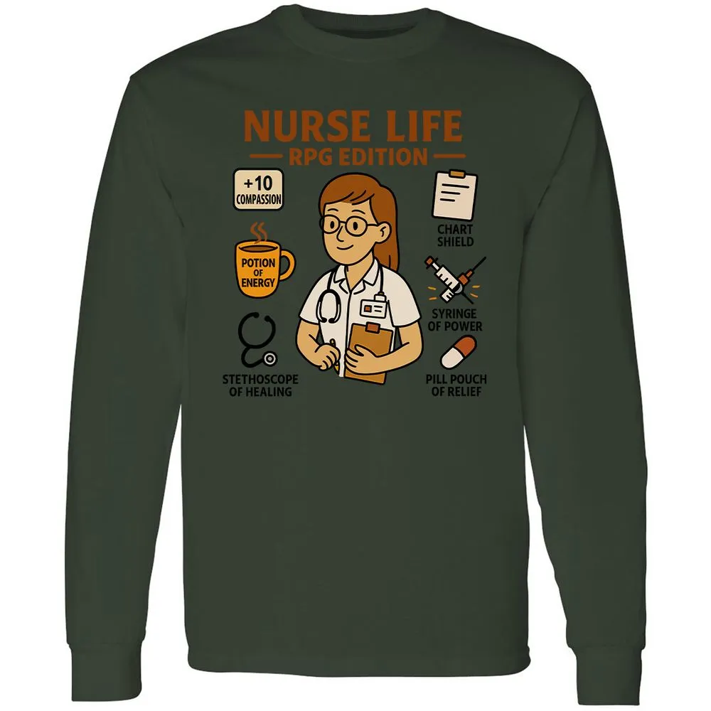Nurse Life RPG Edition Long Sleeve T-Shirt - Forest Green - 8