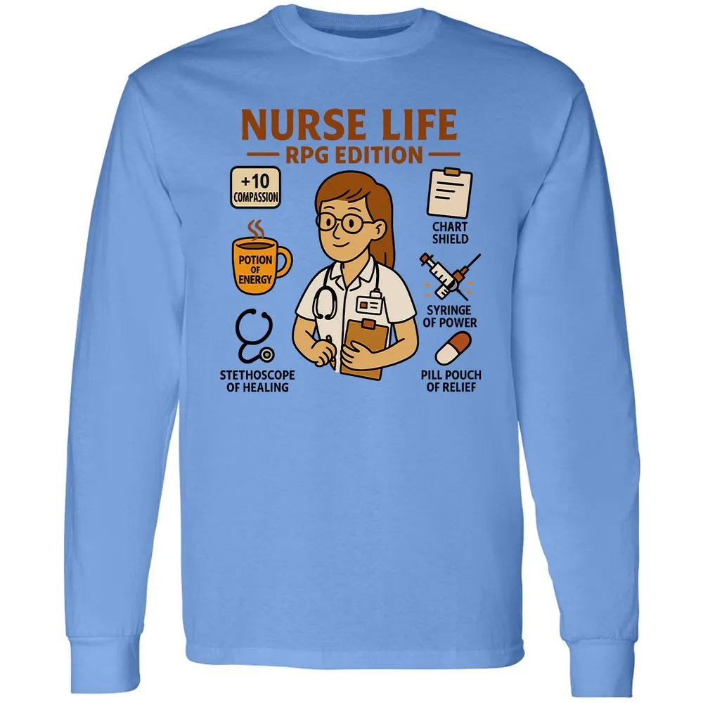 Nurse Life RPG Edition Long Sleeve T-Shirt - Carolina Blue - 2