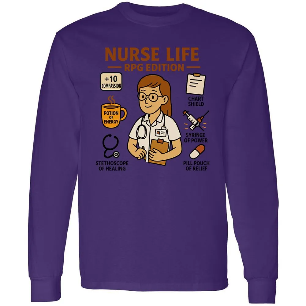 Nurse Life RPG Edition Long Sleeve T-Shirt - Purple - 13