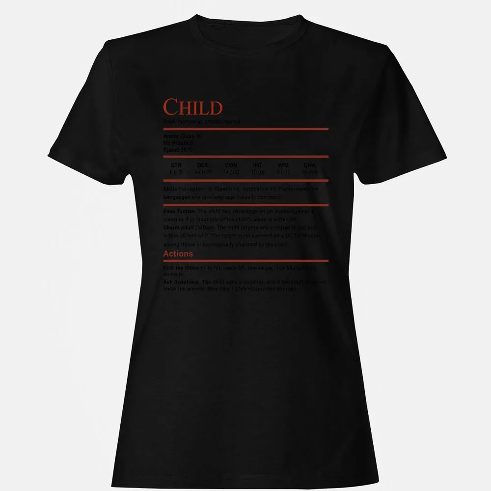 Child Stats Women's T-Shirt - Black - 16