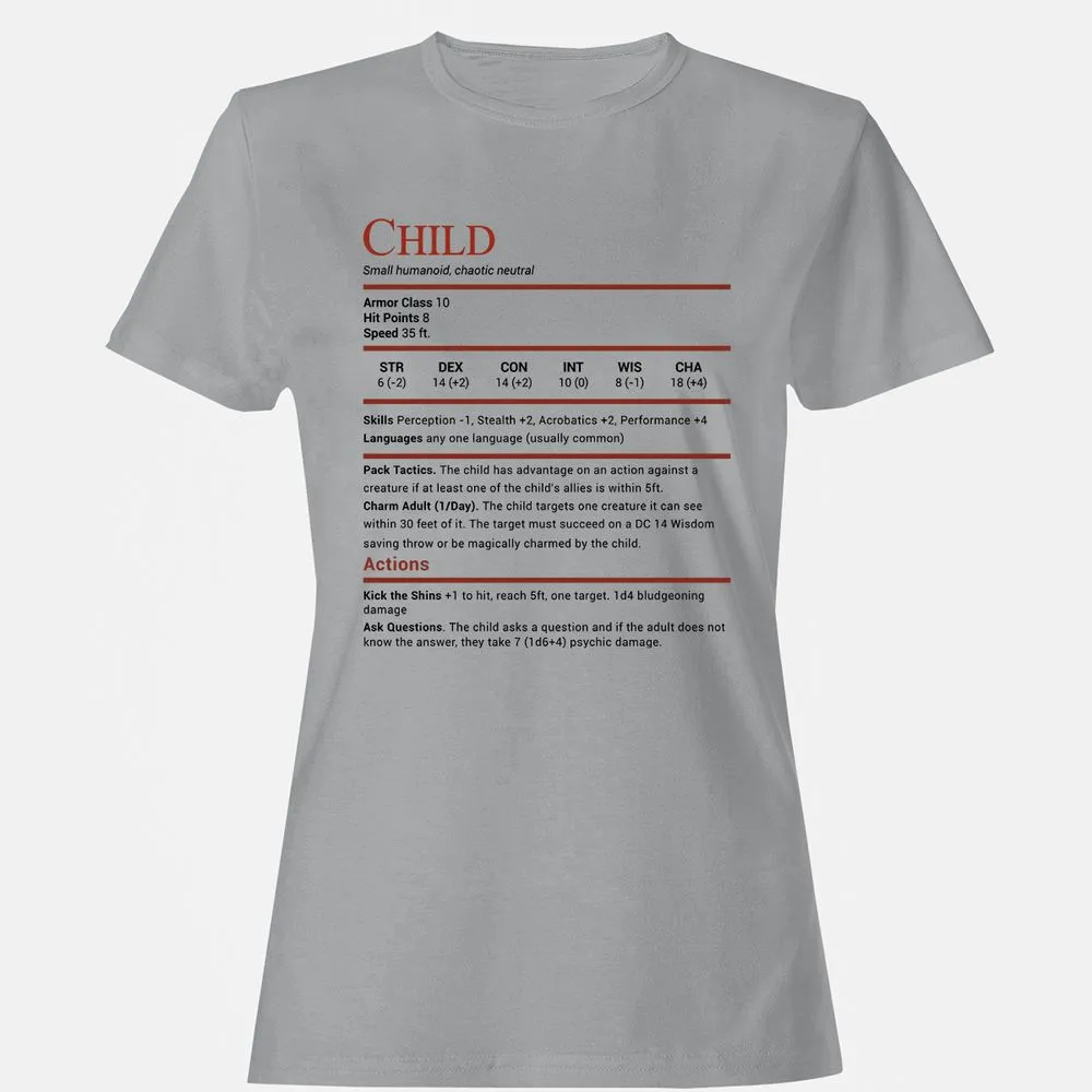 Child Stats Women's T-Shirt - Sport Grey - 15