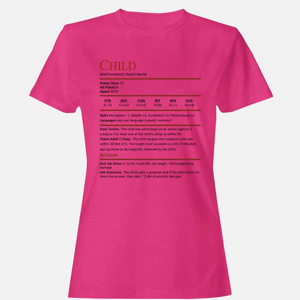 Child Stats Women's T-Shirt - Heliconia - 6