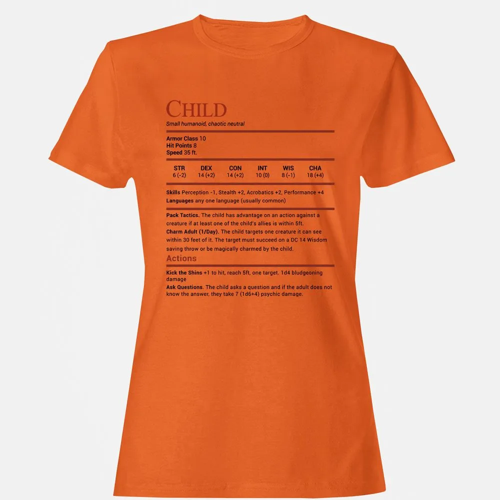 Child Stats Women's T-Shirt - Orange - 11