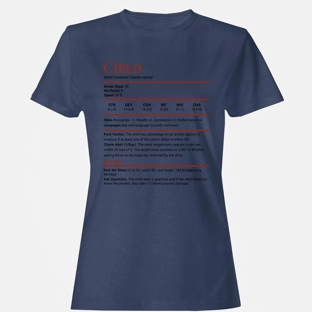 Child Stats Women's T-Shirt - Navy - 10