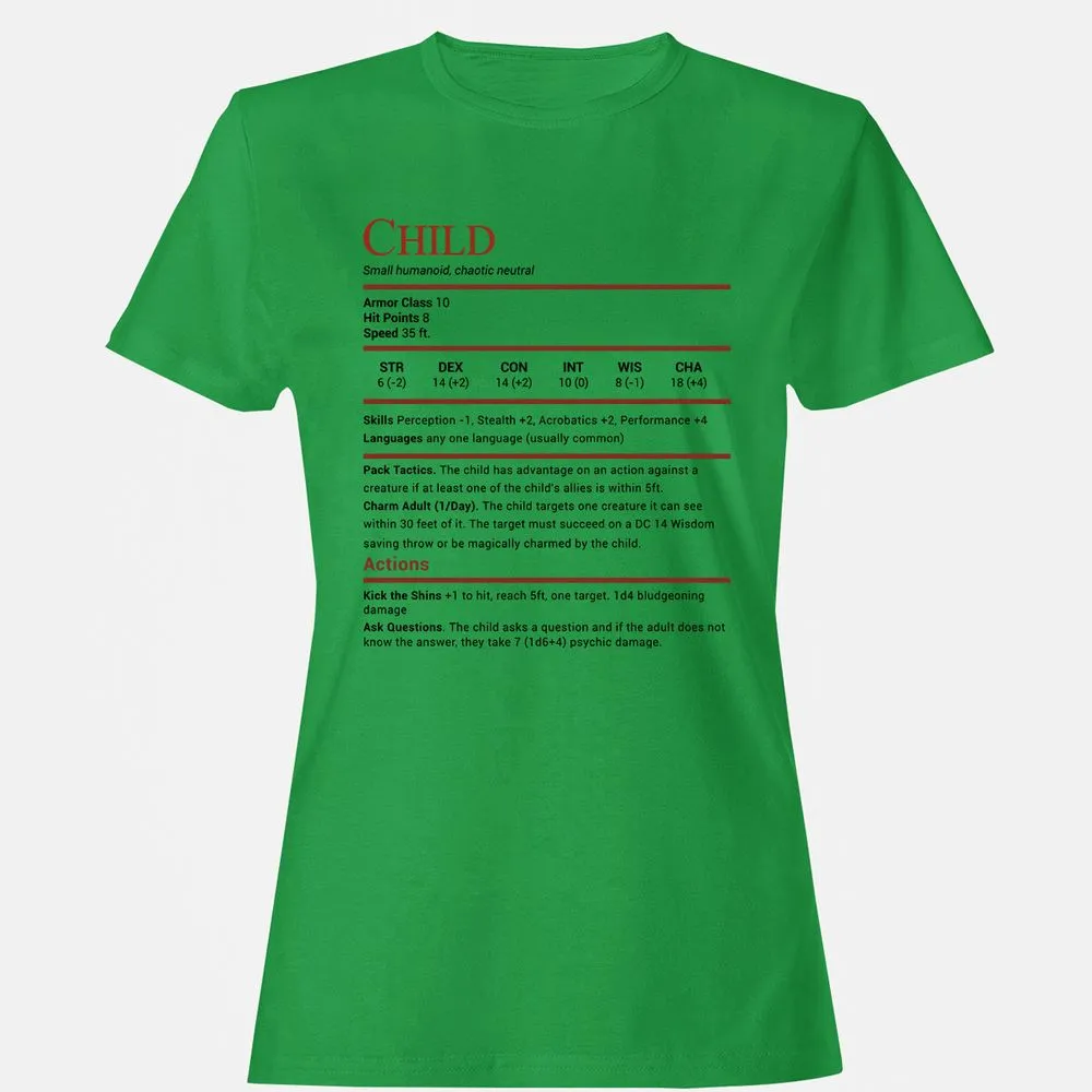 Child Stats Women's T-Shirt - Irish Green - 7