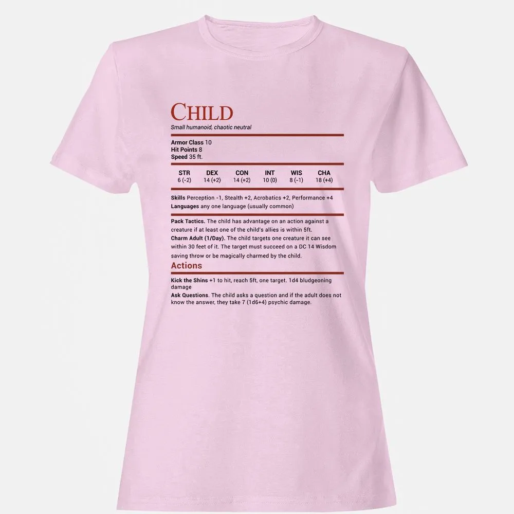 Child Stats Women's T-Shirt - Light Pink - 9