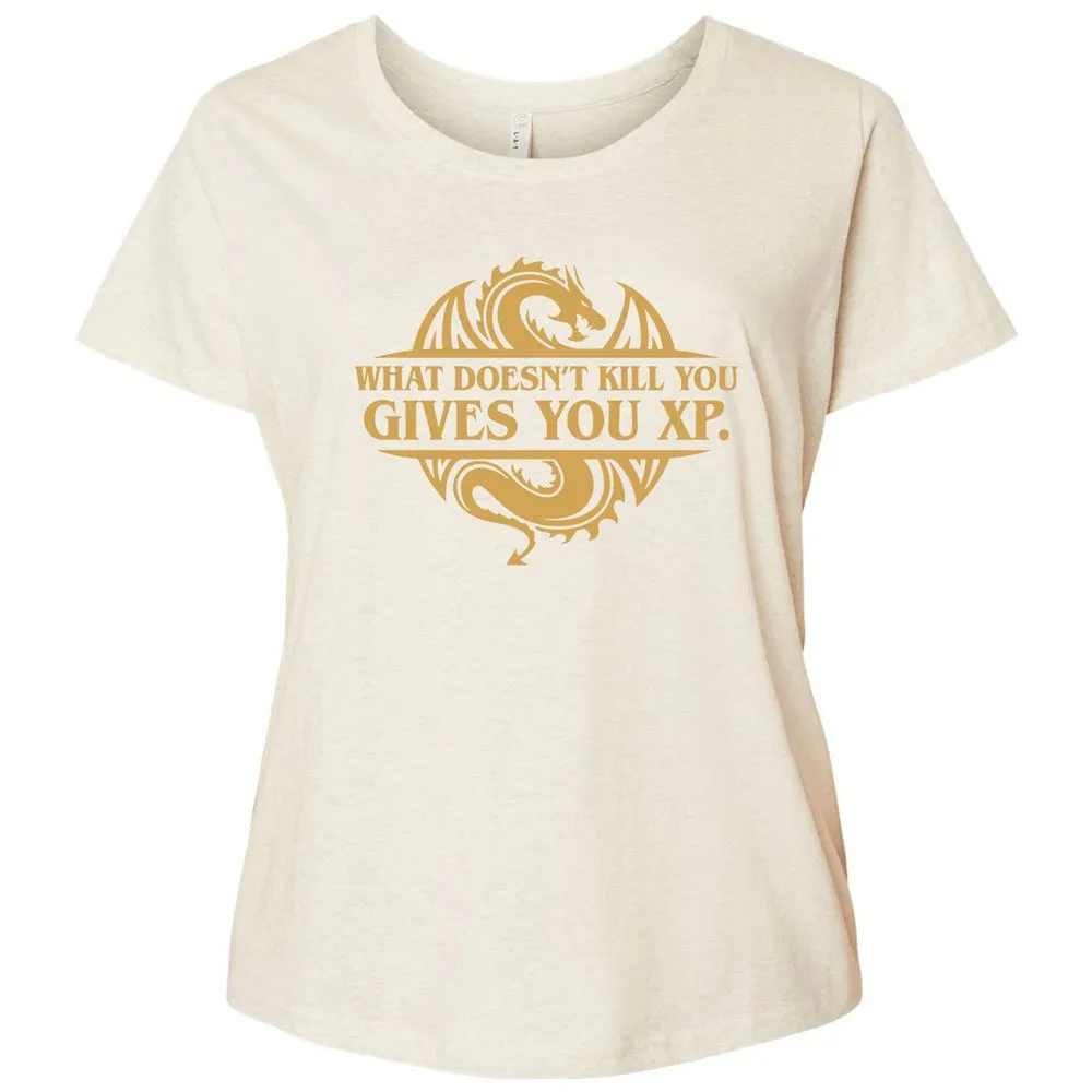 What Doesn't Kill You Gives You XP Ladies Curvy Jersey - Natural Heather - 8