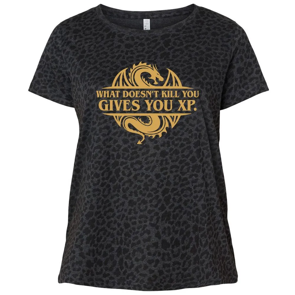 What Doesn't Kill You Gives You XP Ladies Curvy Jersey - Black Leopard - 11
