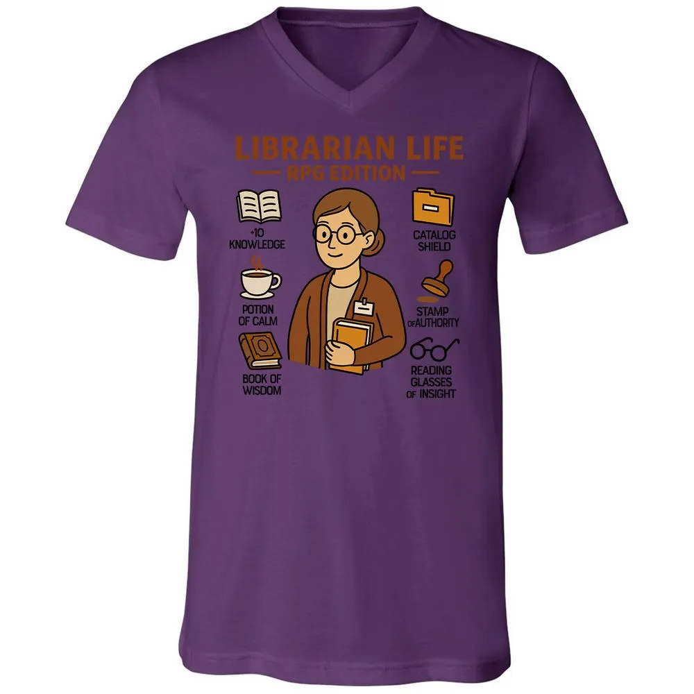 Librarian Life RPG Edition Unisex V-Neck T-Shirt - Team Purple - 2