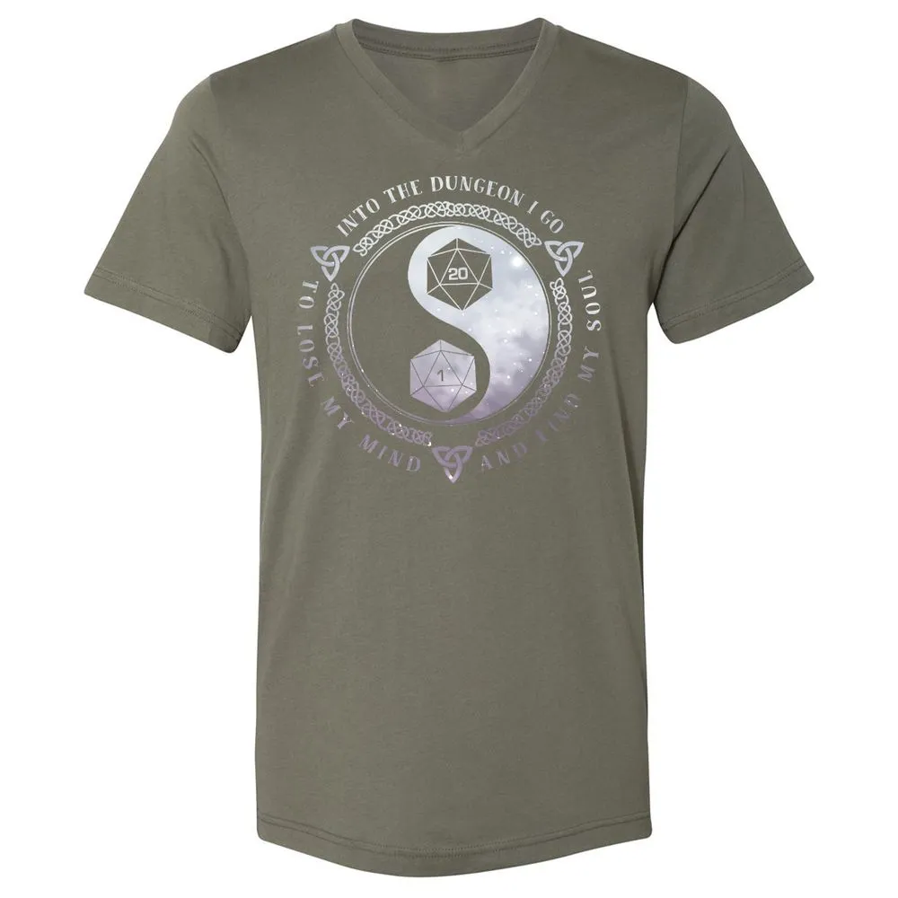 Into The Dungeon I Go Unisex V-Neck T-Shirt - Military Green - 10