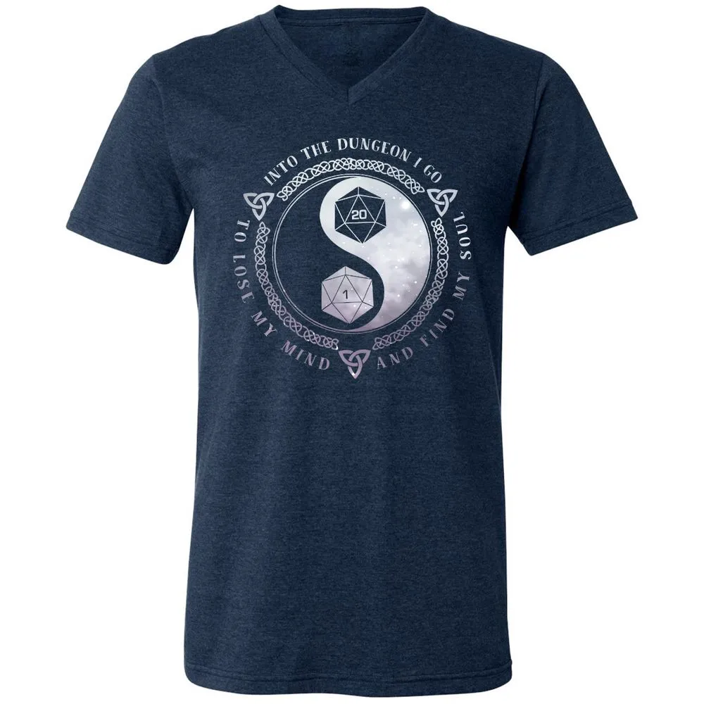 Into The Dungeon I Go Unisex V-Neck T-Shirt - Heather Navy - 15