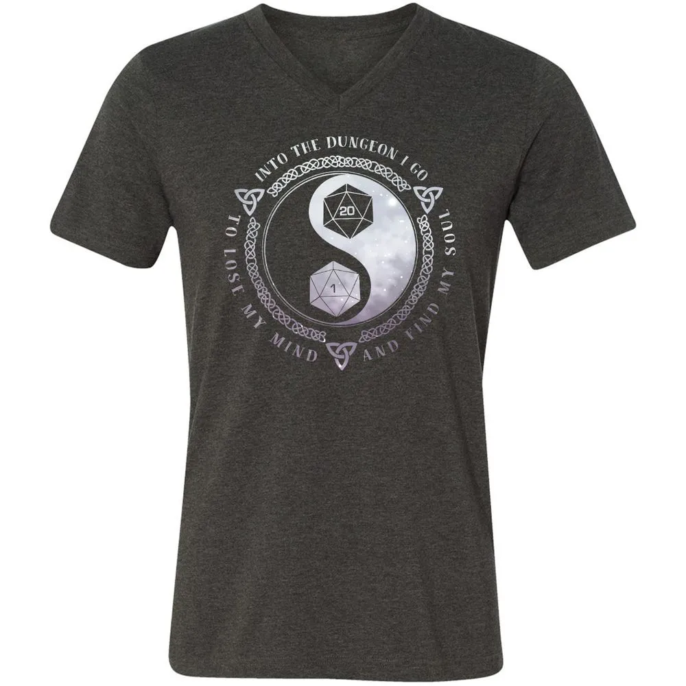 Into The Dungeon I Go Unisex V-Neck T-Shirt - Dark Grey Heather - 8