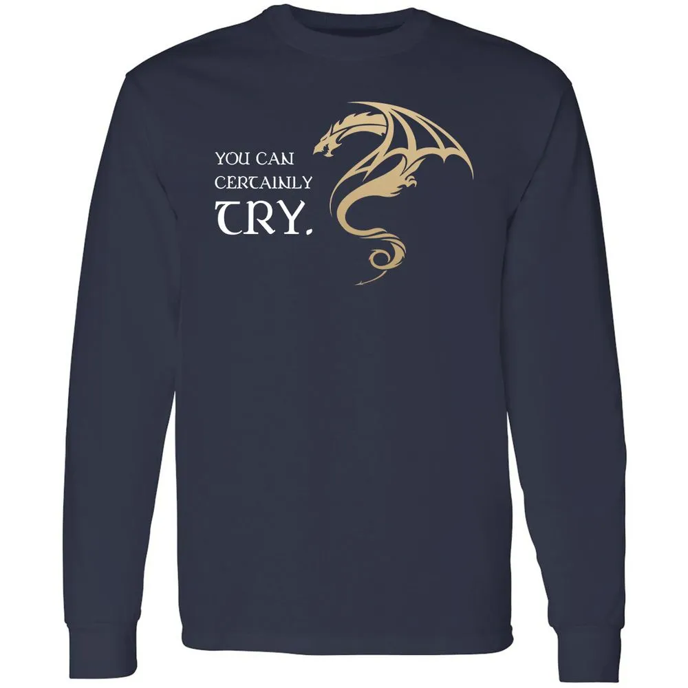 You Can Certainly Try Long Sleeve T-Shirt - Navy - 2