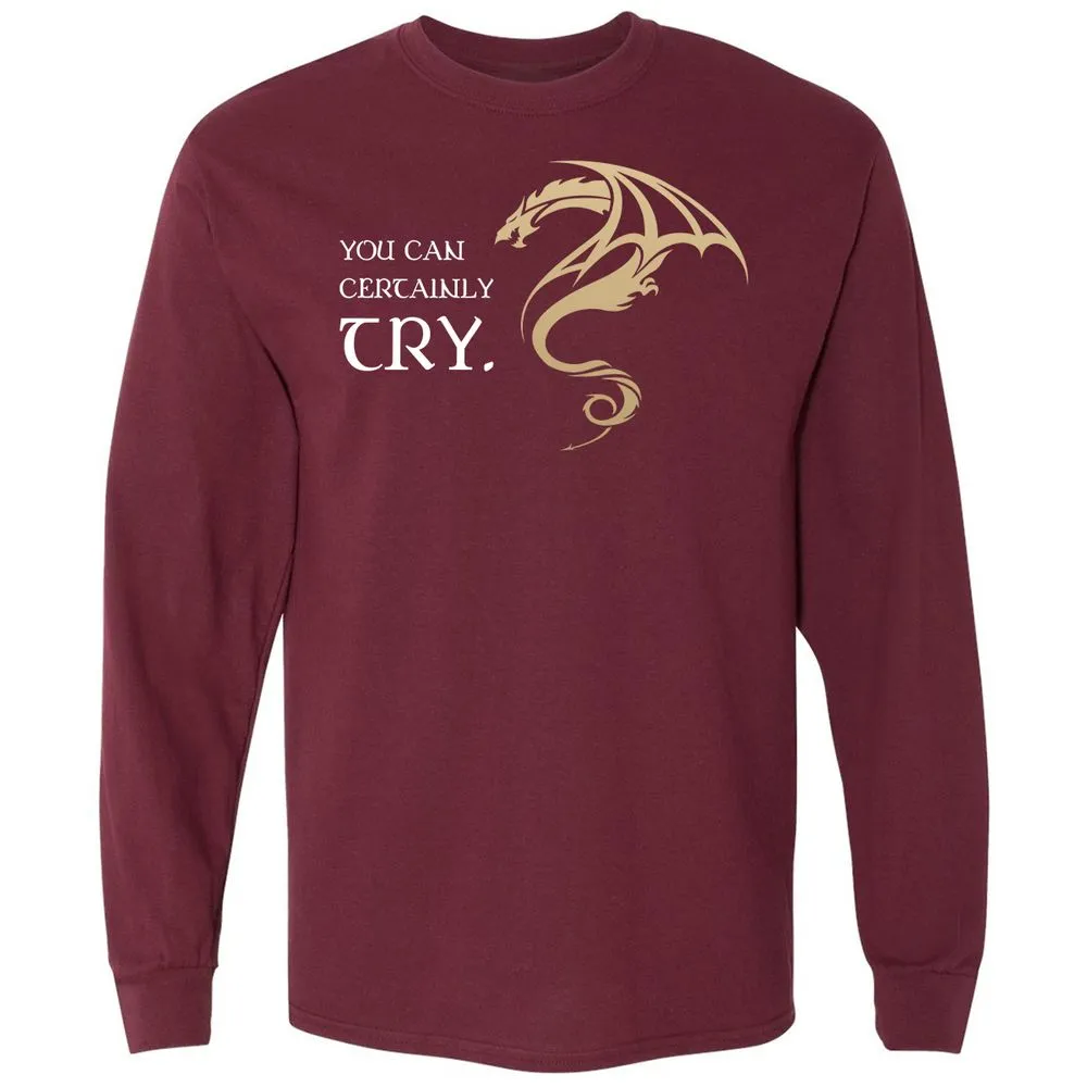 You Can Certainly Try Long Sleeve T-Shirt - Maroon - 11