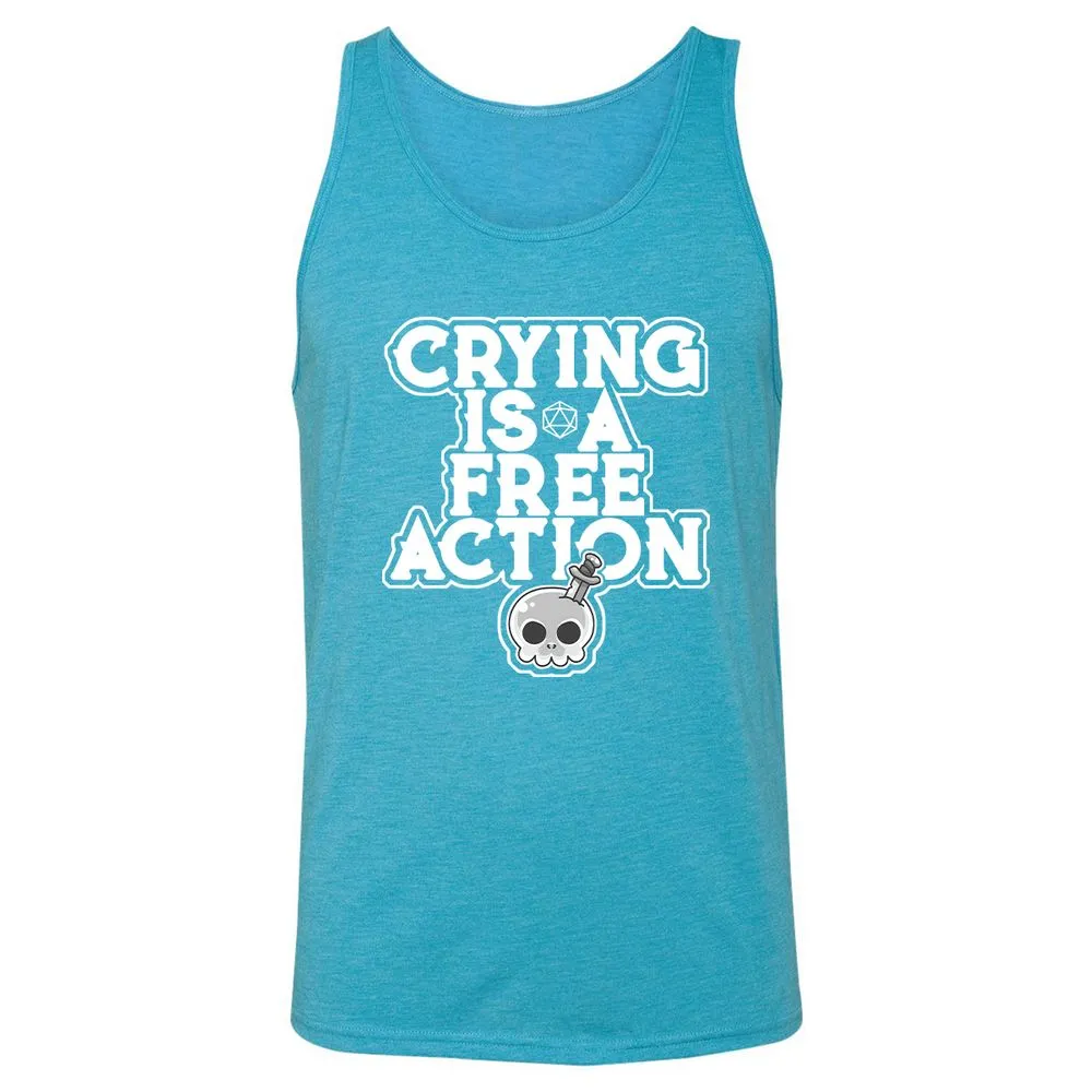 Crying Is A Free Action Unisex Jersey Tank - Aqua Triblend - 3