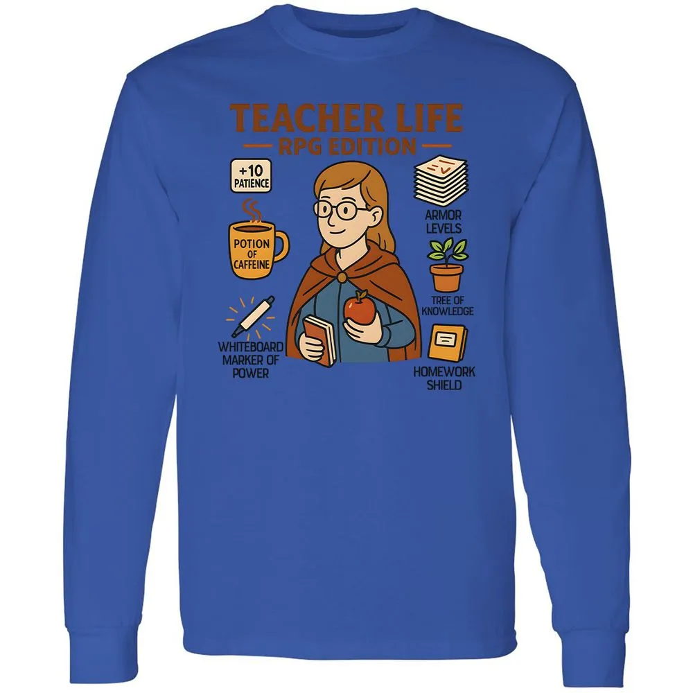 Teacher Life RPG Edition Long Sleeve T-Shirt - Royal - 4