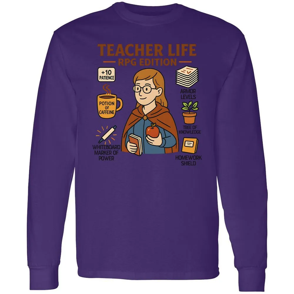 Teacher Life RPG Edition Long Sleeve T-Shirt - Purple - 13
