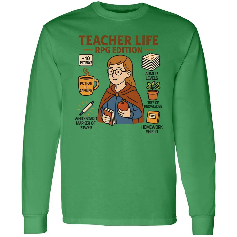 Teacher Life RPG Edition Long Sleeve T-Shirt - Irish Green - 10