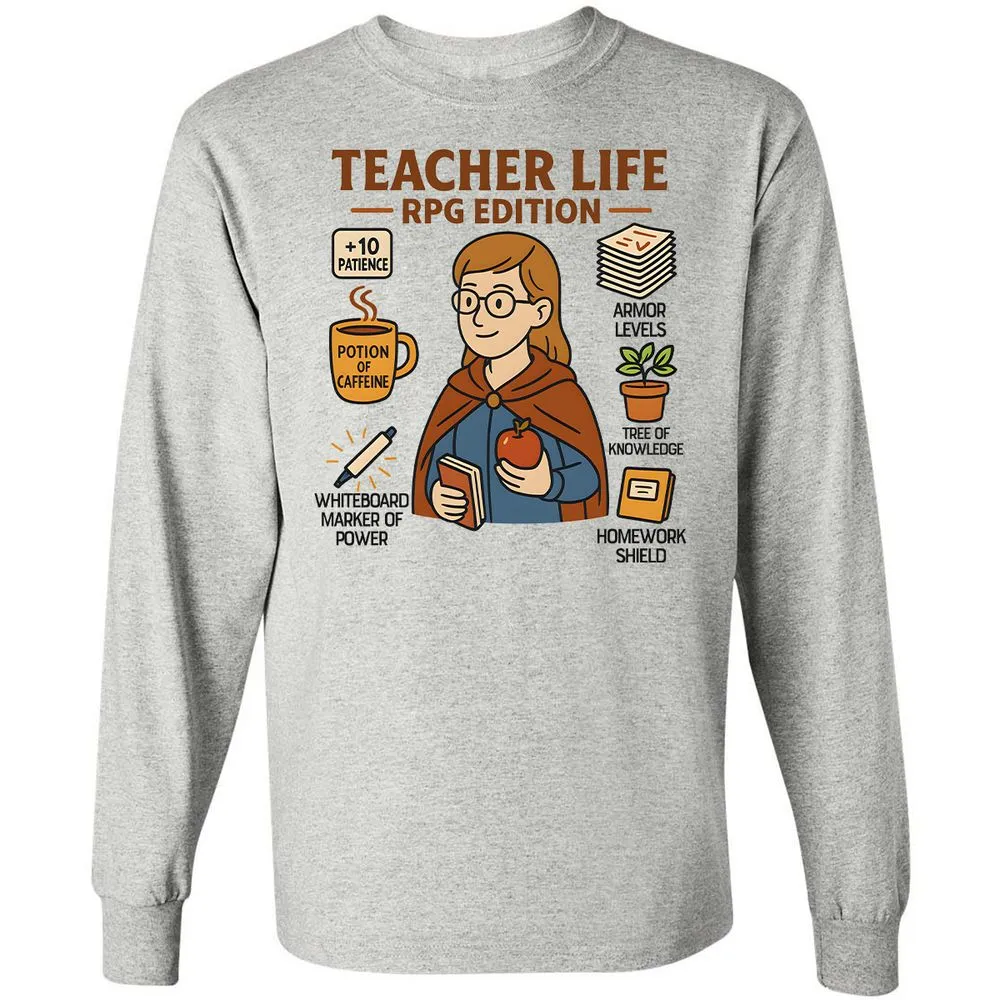 Teacher Life RPG Edition Long Sleeve T-Shirt - Ash - 5