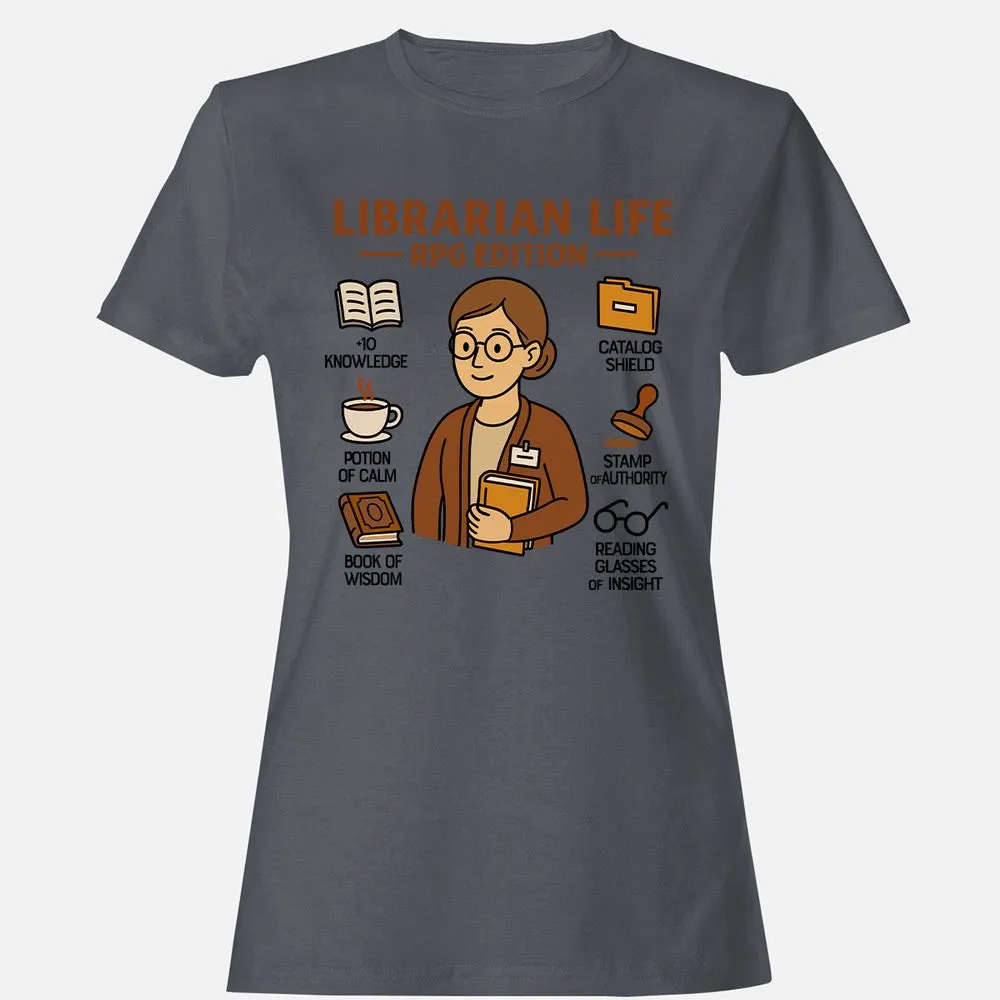 Librarian Life RPG Edition Women's T-Shirt - Dark Heather - 5