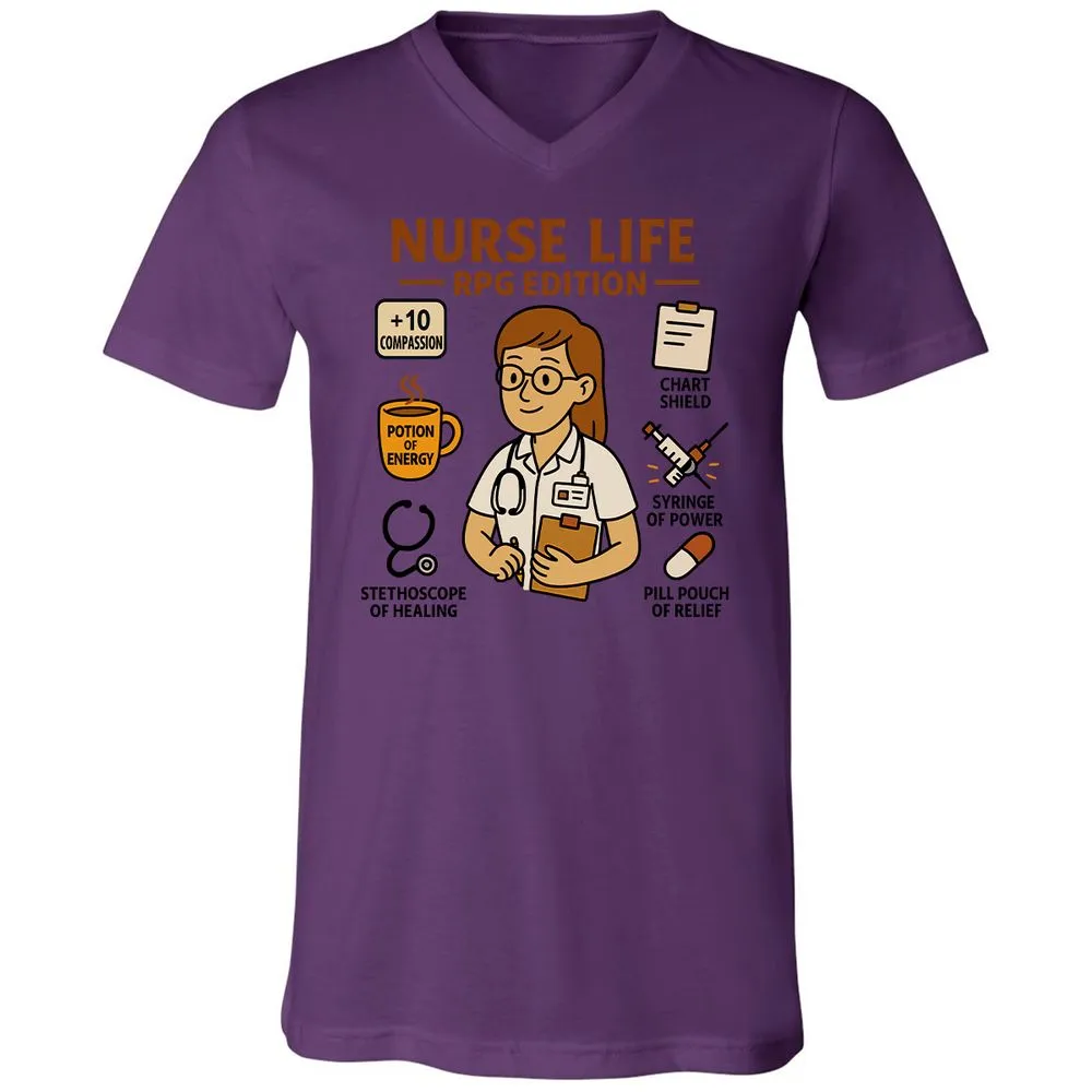 Nurse Life RPG Edition Unisex V-Neck T-Shirt - Team Purple - 2