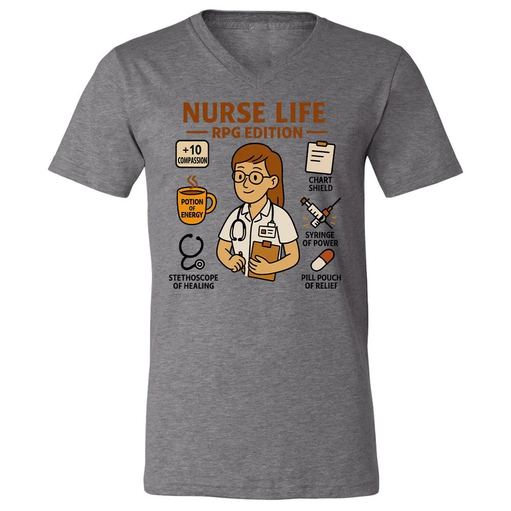 Nurse Life RPG Edition Unisex V-Neck T-Shirt - Deep Heather - 13