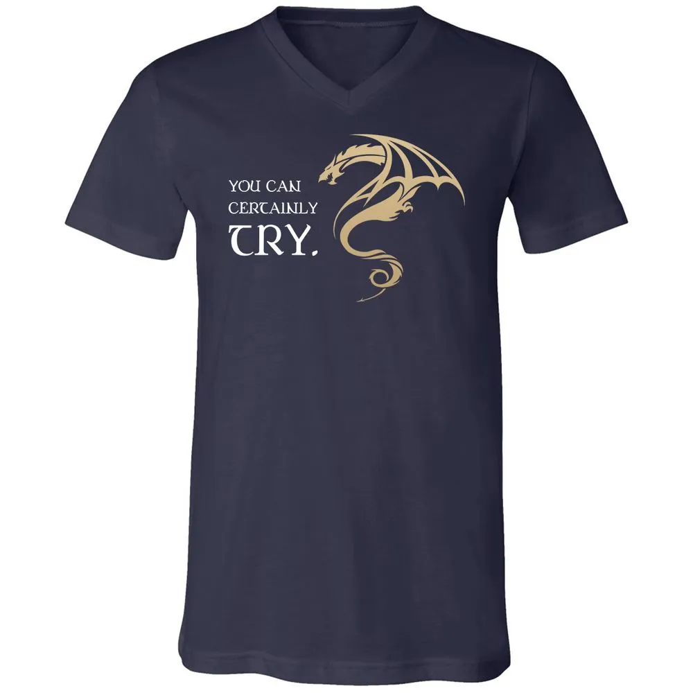 You Can Certainly Try Unisex V-Neck T-Shirt - Navy - 2