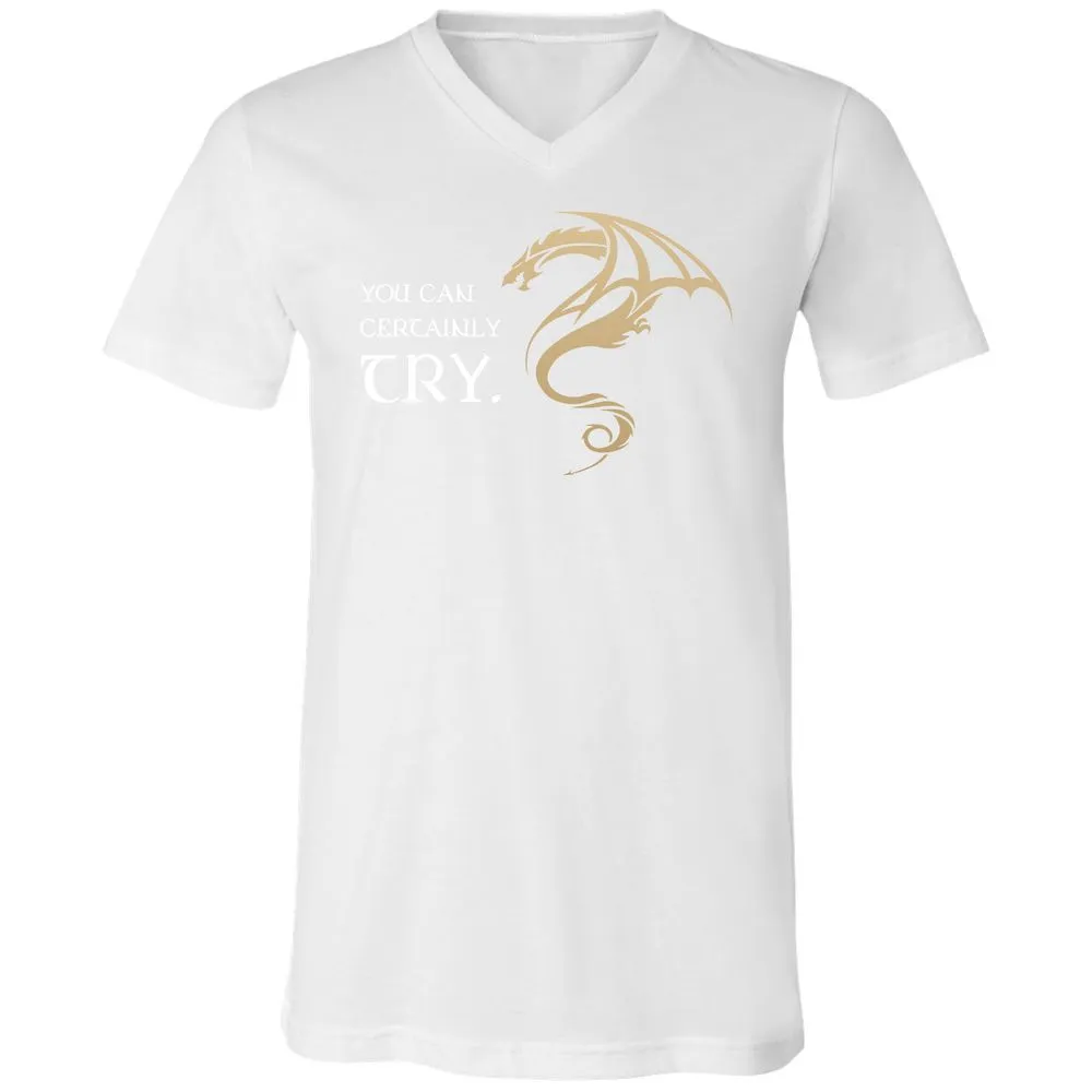 You Can Certainly Try Unisex V-Neck T-Shirt - White - 5