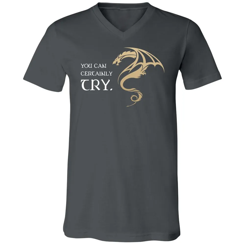 You Can Certainly Try Unisex V-Neck T-Shirt - Asphalt - 12