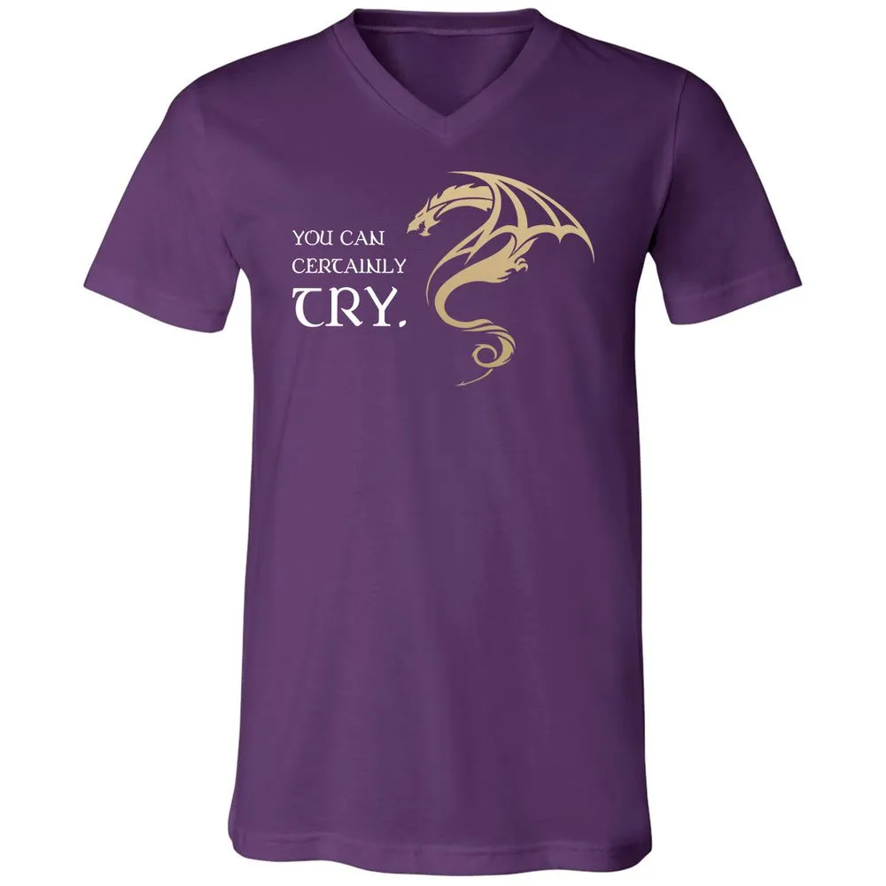 You Can Certainly Try Unisex V-Neck T-Shirt - Team Purple - 9