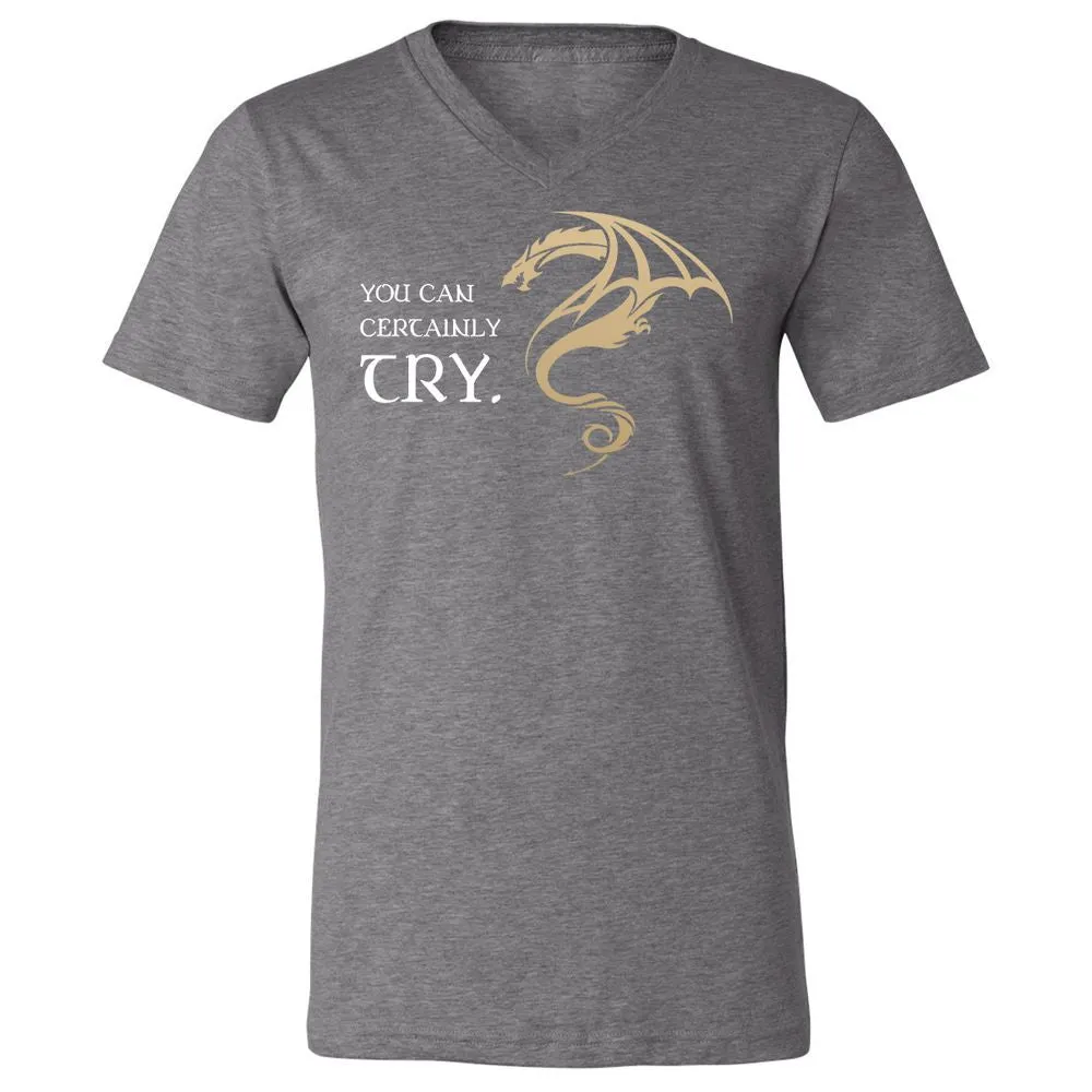 You Can Certainly Try Unisex V-Neck T-Shirt - Deep Heather - 13