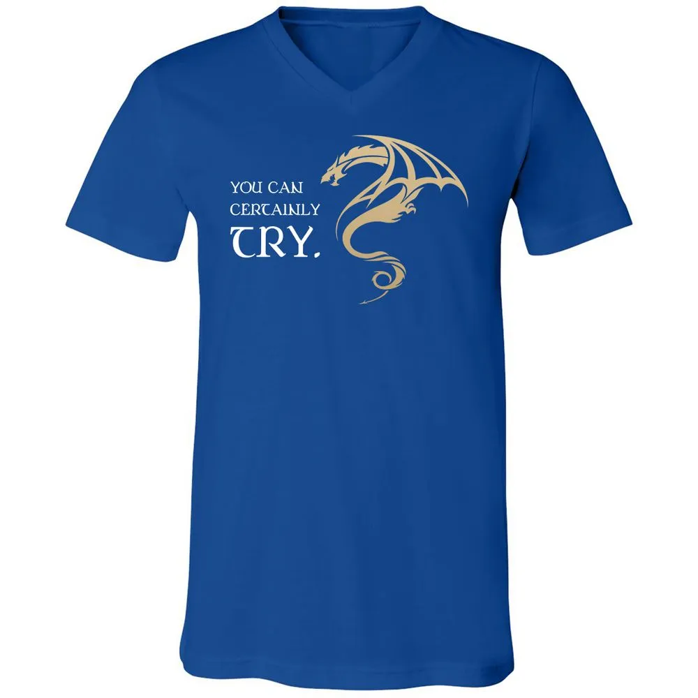 You Can Certainly Try Unisex V-Neck T-Shirt - True Royal - 4