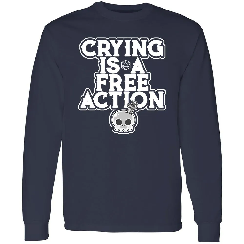Crying Is A Free Action Long Sleeve T-Shirt - Navy - 2