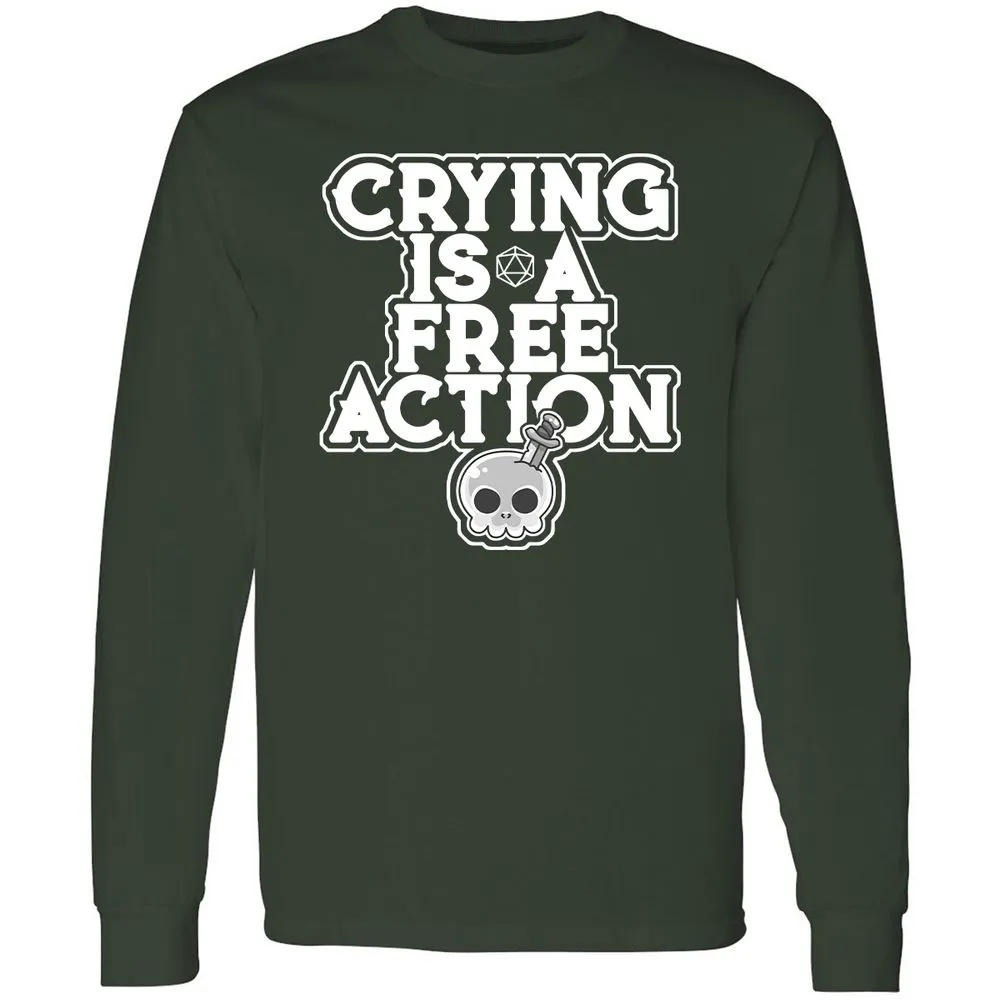 Crying Is A Free Action Long Sleeve T-Shirt - Forest Green - 4