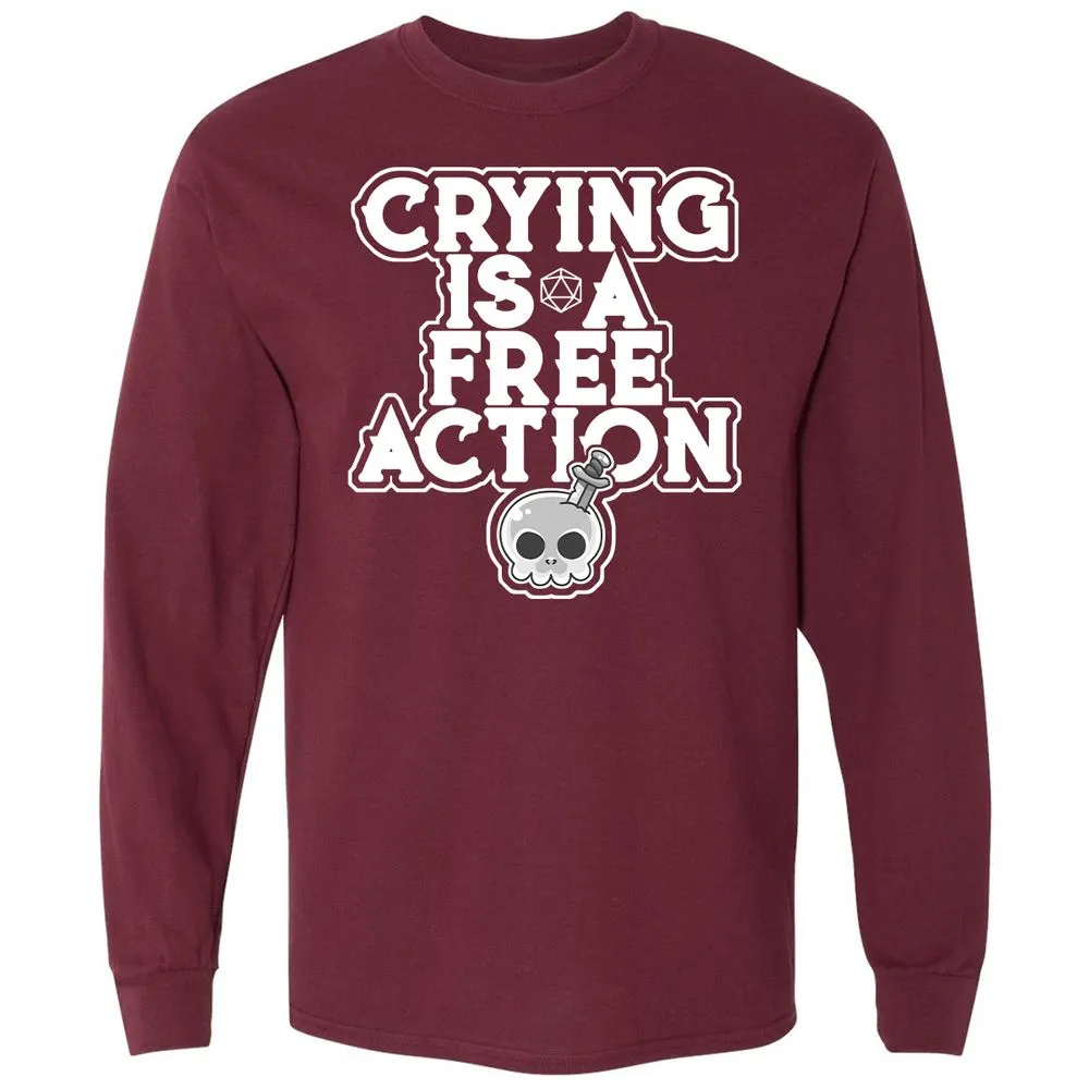 Crying Is A Free Action Long Sleeve T-Shirt - Maroon - 11