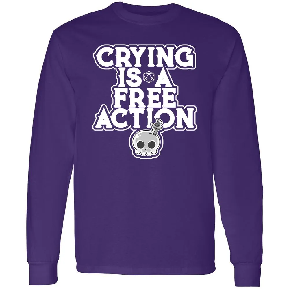 Crying Is A Free Action Long Sleeve T-Shirt - Purple - 13
