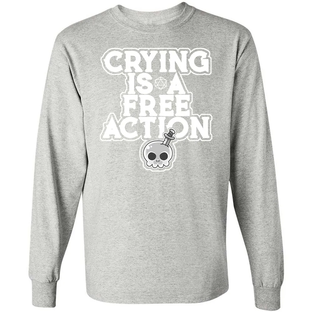 Crying Is A Free Action Long Sleeve T-Shirt - Ash - 7