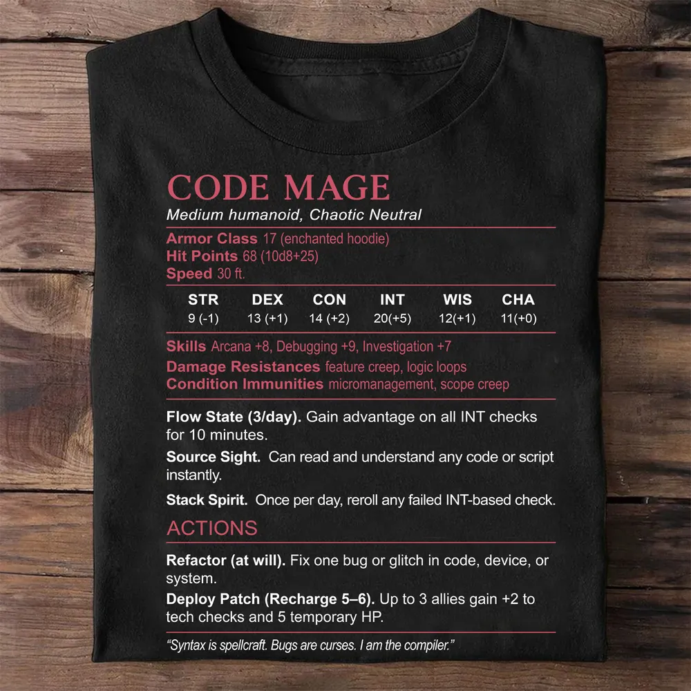 Code Mage Stats Classic Unisex T-Shirt - 1