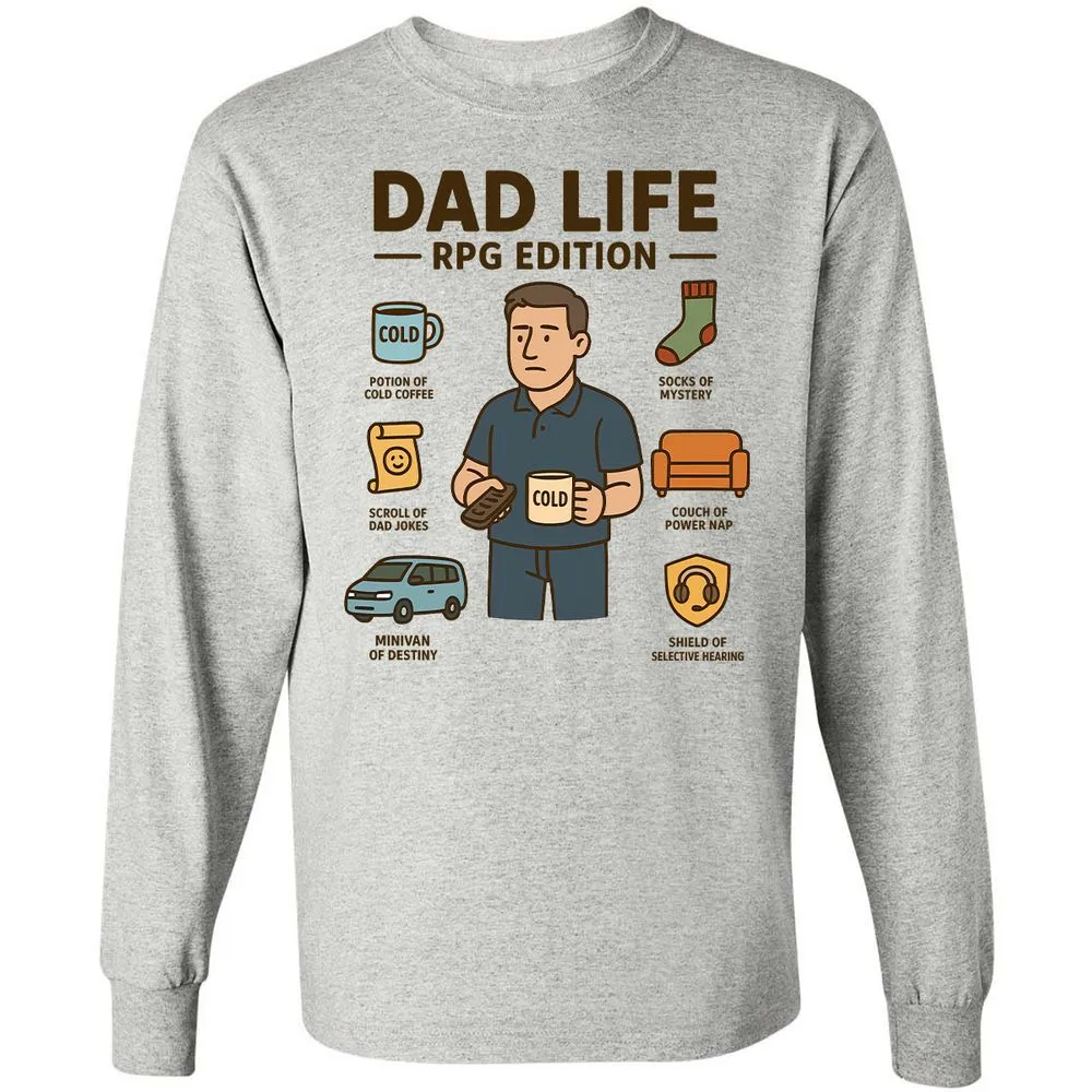 Dad Life RPG Edition Long Sleeve T-Shirt - Ash - 5