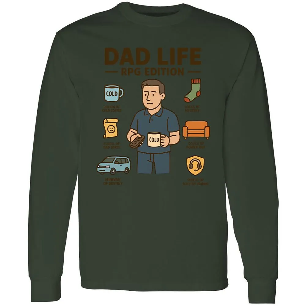 Dad Life RPG Edition Long Sleeve T-Shirt - Forest Green - 8