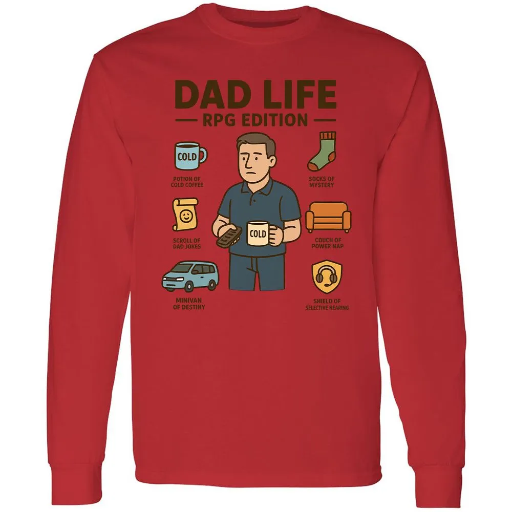 Dad Life RPG Edition Long Sleeve T-Shirt - Red - 14