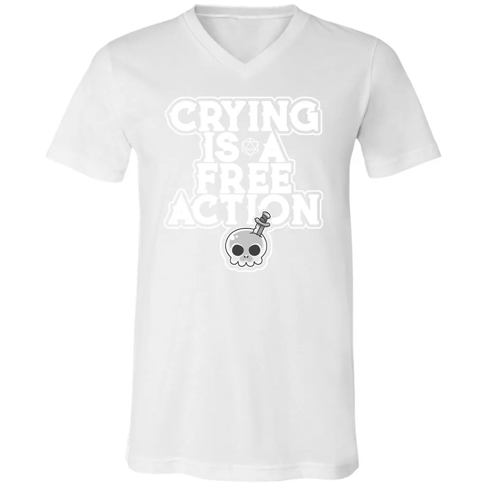 Crying Is A Free Action Unisex V-Neck T-Shirt - White - 5
