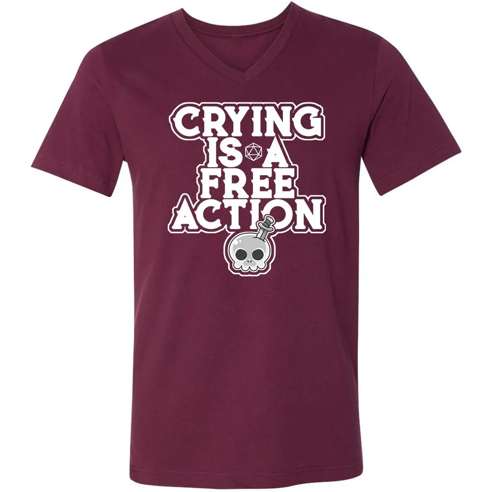 Crying Is A Free Action Unisex V-Neck T-Shirt - Maroon - 6