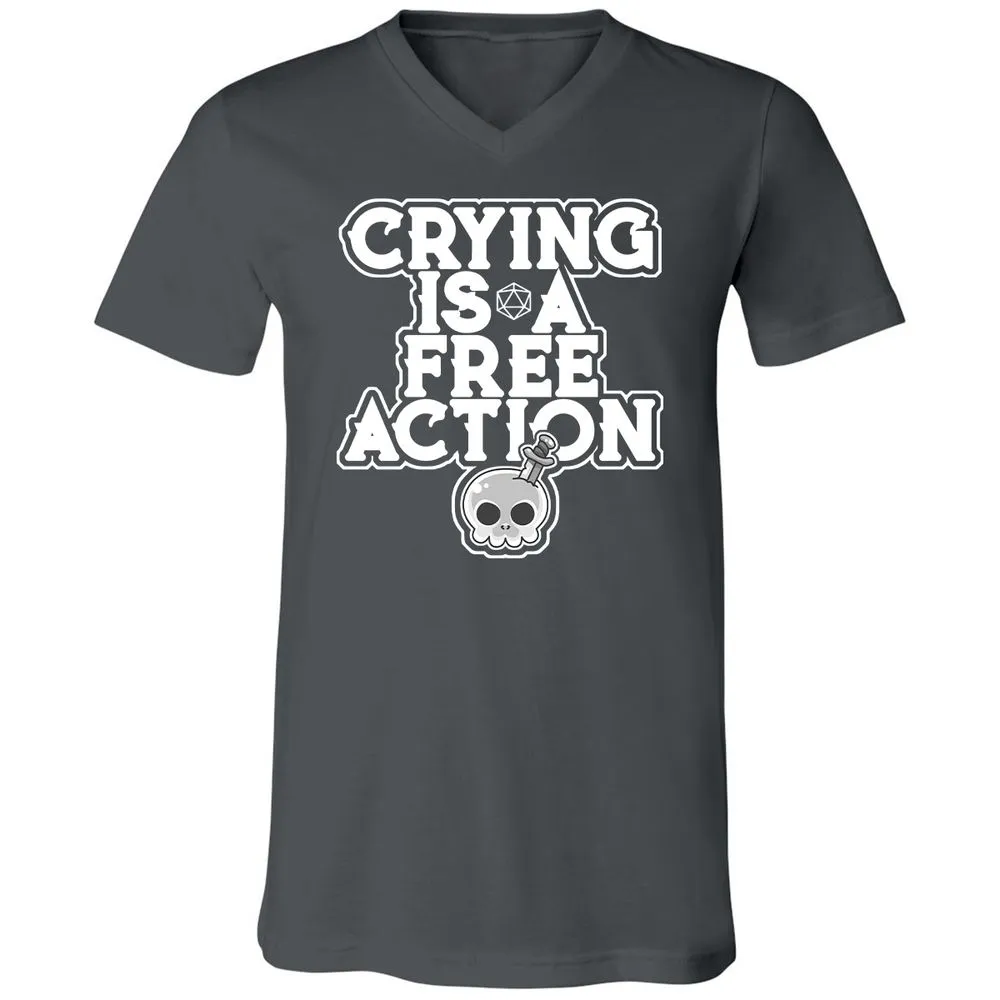 Crying Is A Free Action Unisex V-Neck T-Shirt - Asphalt - 12