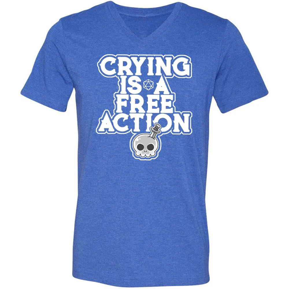 Crying Is A Free Action Unisex V-Neck T-Shirt - Heather True Royal - 14