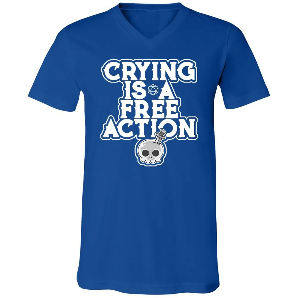 Crying Is A Free Action Unisex V-Neck T-Shirt - True Royal - 4