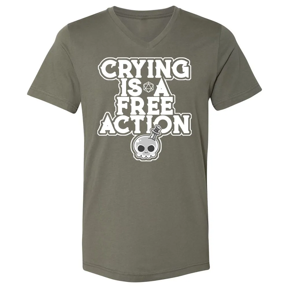 Crying Is A Free Action Unisex V-Neck T-Shirt - Military Green - 10